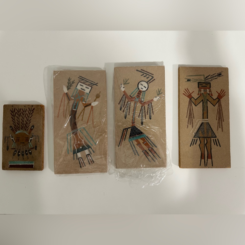 Native Sand paintings- set/4. Excellent collection!